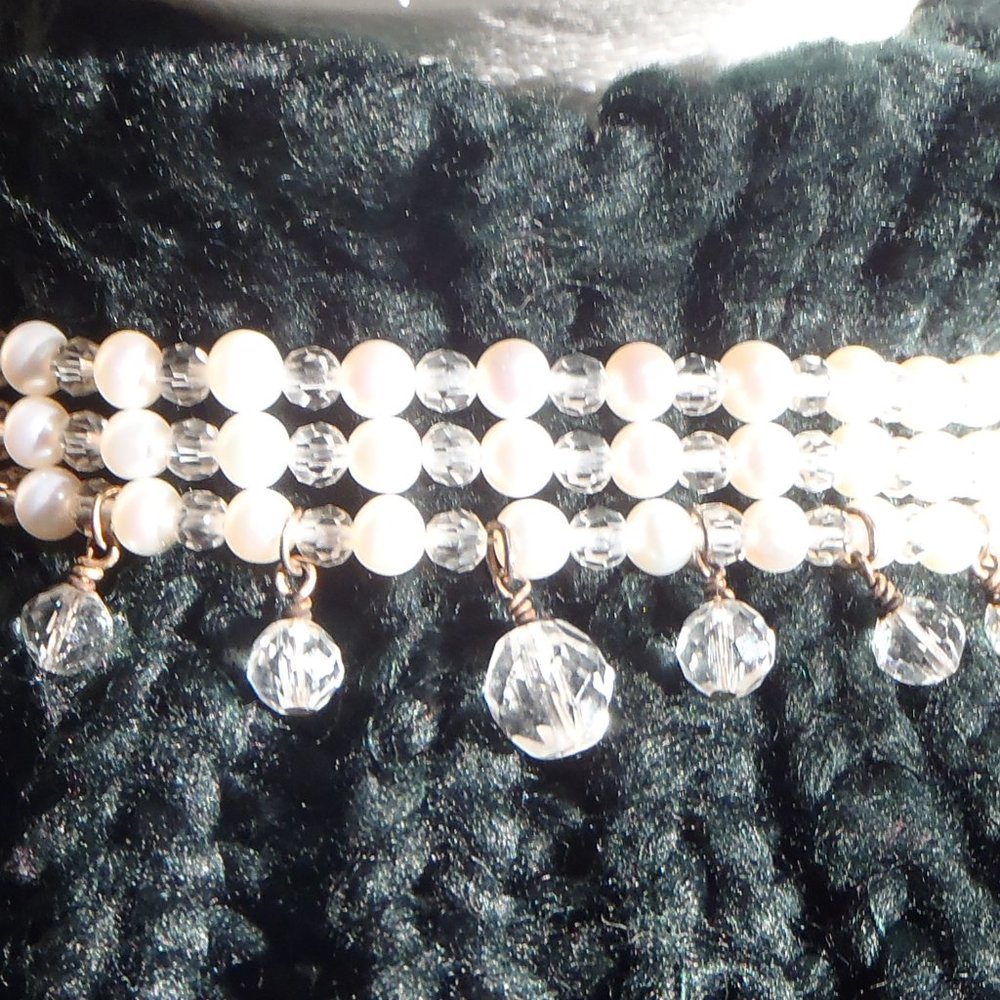 13” Swarovski Crystal and Pearl Choker w/earrings